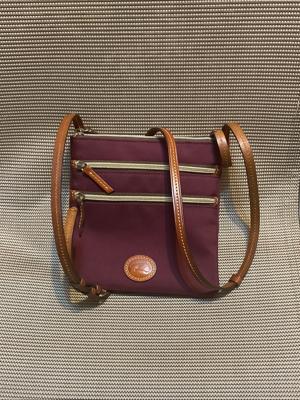 Dooney & Bourke Plum Crossbody with Brown Leather Trim